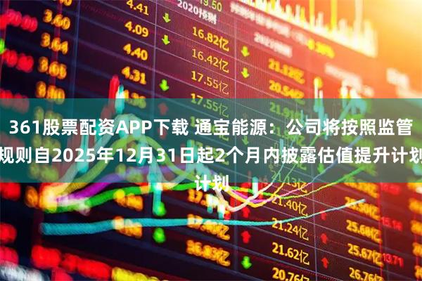 361股票配资APP下载 通宝能源：公司将按照监管规则自2025年12月31日起2个月内披露估值提升计划
