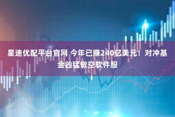 星速优配平台官网 今年已赚240亿美元！对冲基金凶猛做空软件股