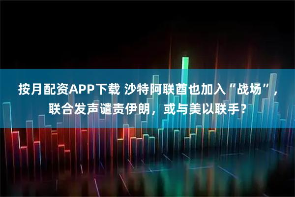 按月配资APP下载 沙特阿联酋也加入“战场”,联合发声谴责伊朗,或与美以联手?