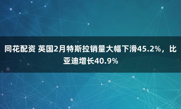 同花配资 英国2月特斯拉销量大幅下滑45.2%，比亚迪增长40.9%